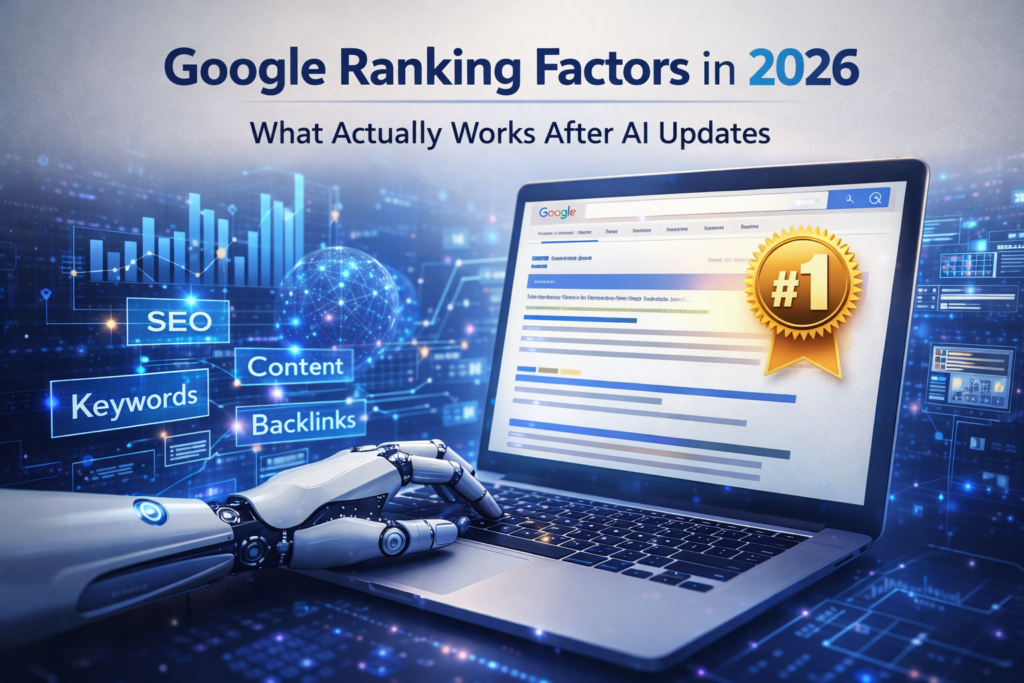 google ranking factors 2026 with AI SEO strategies and search optimization